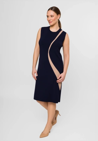 Granatowa dzianinowa sukienka bez rękawów