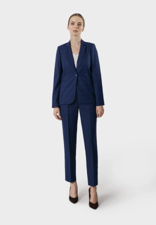 Granatowy żakiet w delikatną kratkę