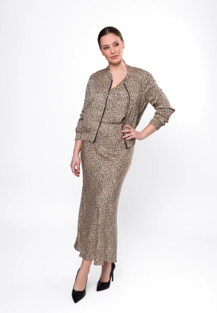 Długa wiskozowa spódnica w drobną panterkę