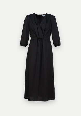 Czarna bawełniana sukienka z drapowaniem