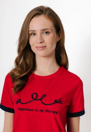 Czerwony t-shirt z marynarskim wzorem