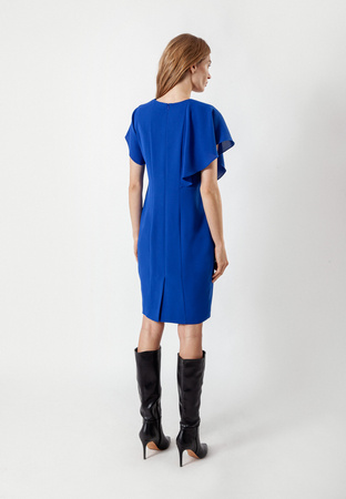 Kobaltowa sukienka z falbaną