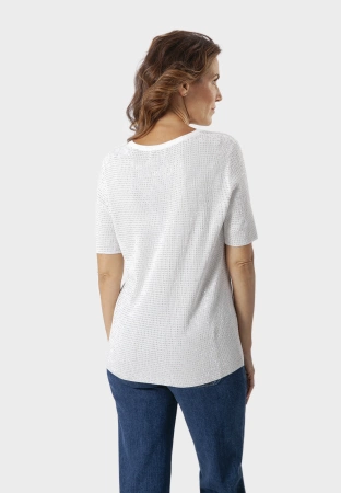 Biała bluzka z wiskozy z dżetami