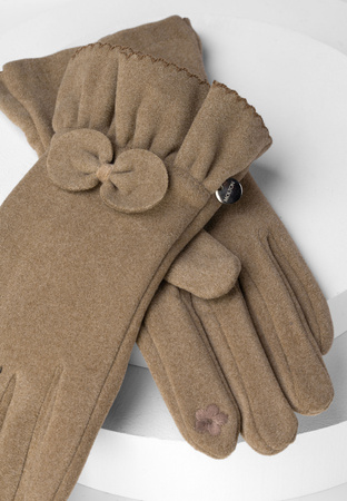Beżowe rękawiczki z kokardą
