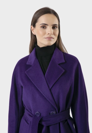 Fioletowy dwurzędowy płaszcz 100% wełna