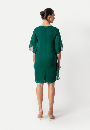 Zielona sukienka z asymetryczną falbaną