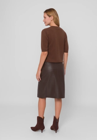 Brązowa skórzana spódnica
