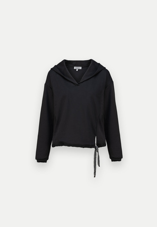 Czarna bluza z kapturem ze srebrnym wiązaniem