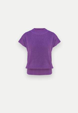 Dzianinowa fioletowa bluzka z kimonowym rękawem