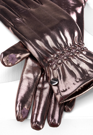Brązowe metalizowane rękawiczki