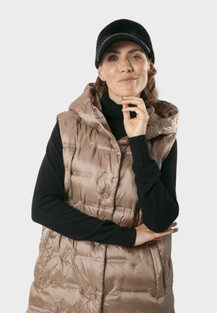 Długa pikowana kamizelka w kolorze beżowym