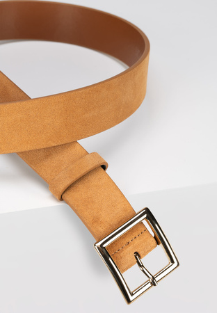 Zamszowy camelowy pasek