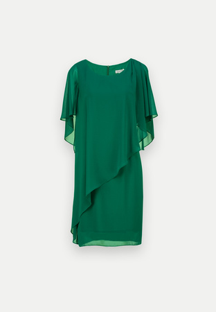 Zielona sukienka z asymetryczną falbaną