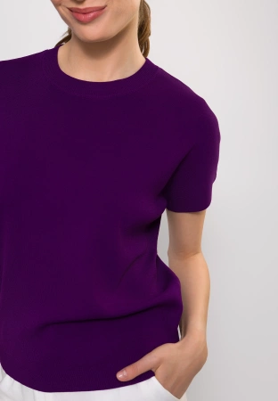 Fioletowa dzianinowa bluzka z wiskozą
