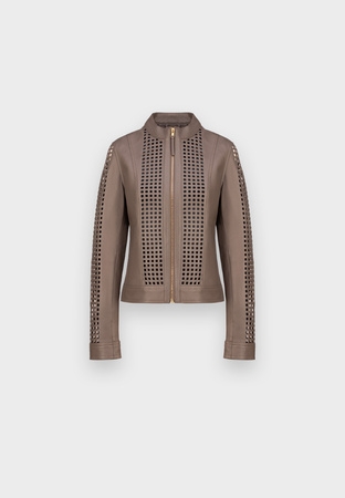 Ażurowa skóra w odcieniu kamiennego beżu