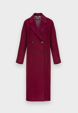 Dwurzędowy bordowy płaszcz 100% wełna