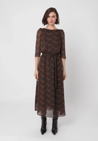 Sukienka wiązana w pasie z rękawem ¾