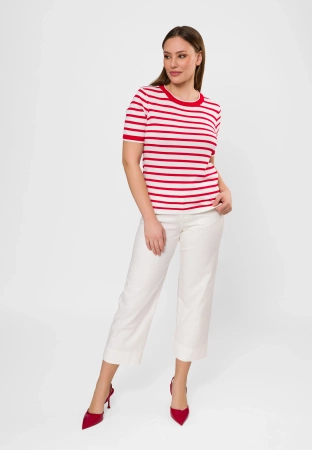 Dzianinowa bluzka w czerwono-białe paski