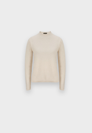 Ecru wełniany sweter z błyszczącymi drobinkami