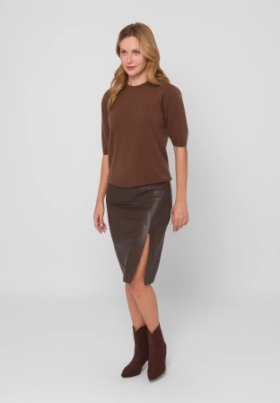 Brązowa skórzana spódnica