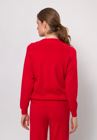 Czerwony kardigan z ozdobnym suwakiem