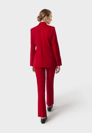 Długi dwurzędowy żakiet w czerwonym kolorze
