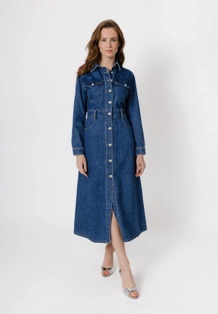 Długa jeansowa sukienka