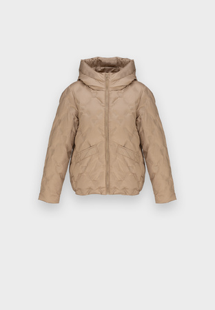 Beżowa puchowa kurtka z kapturem