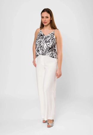 Satynowy top w czarno-biały wzór