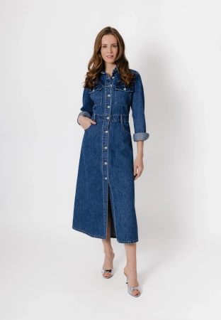 Długa jeansowa sukienka