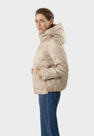 Beżowa puchowa kurtka z kapturem
