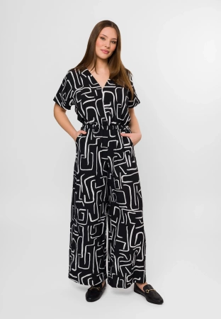 Czarno-biały kombinezon z wiskozy