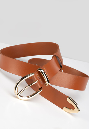 Camelowy skórzany pasek