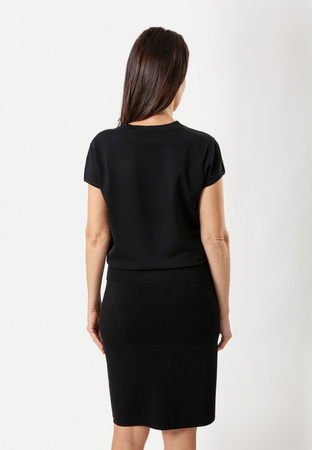 Czarna bluzka z wiskozy z dekoltem V