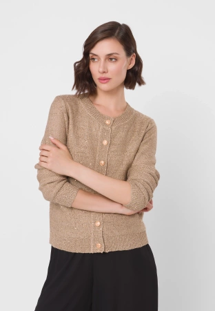 Wiskozowy kardigan z cekinami w złotym kolorze