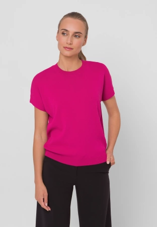 Różowa dzianinowa bluzka z wiskozą
