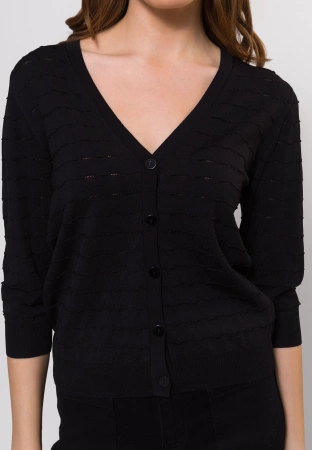 Czarny kardigan z rękawkiem ¾