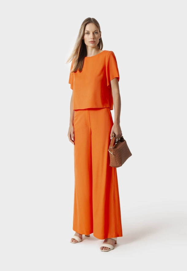 Pomarańczowa wiskozowa bluzka z lnem