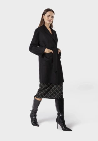 Krótki czarny płaszcz double face 100% wełna