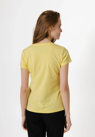 Żółty bawełniany t-shirt w rybki