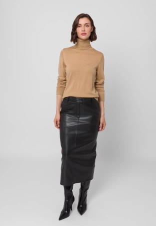 Cienki camelowy golf z wełną