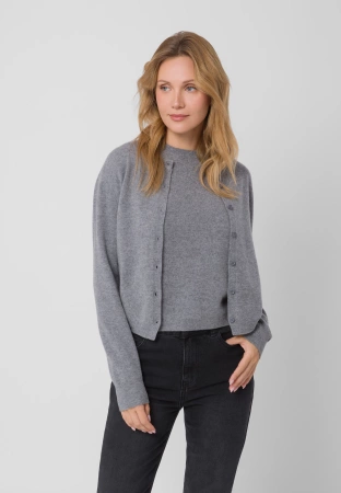 Szara bluzka na szerokich ramiączkach z kaszmirem