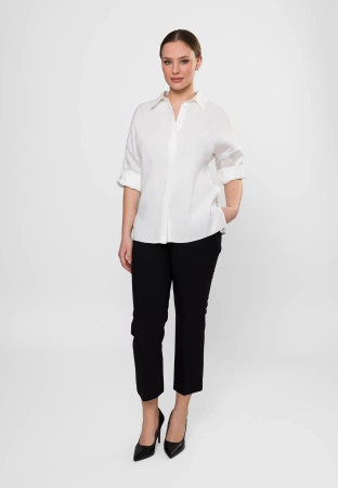 Ecru koszula z domieszką lnu