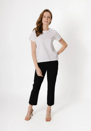 Bawełniana bluzka z ozdobnymi wstawkami