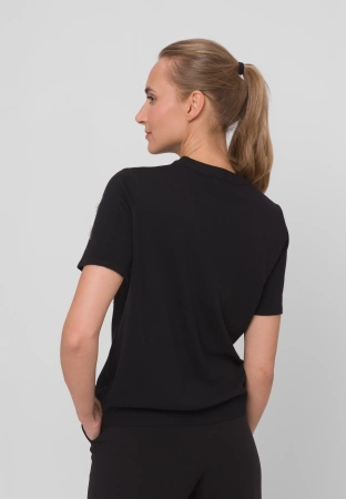 Czarna dzianinowa bluzka z motywem motyli