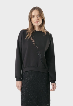 Bawełniana bluza z delikatną koronką