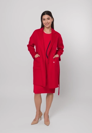 Krótki czerwony płaszcz 100% wełna