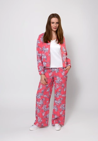 Spodnie z wiskozą w białe kwiaty