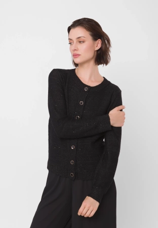Wiskozowy kardigan z cekinami w czarnym kolorze
