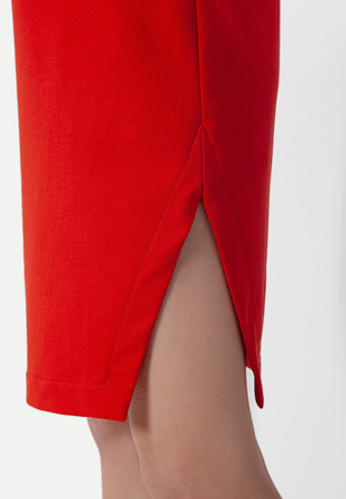 Czerwona bawełniana sukienka z kieszeniami